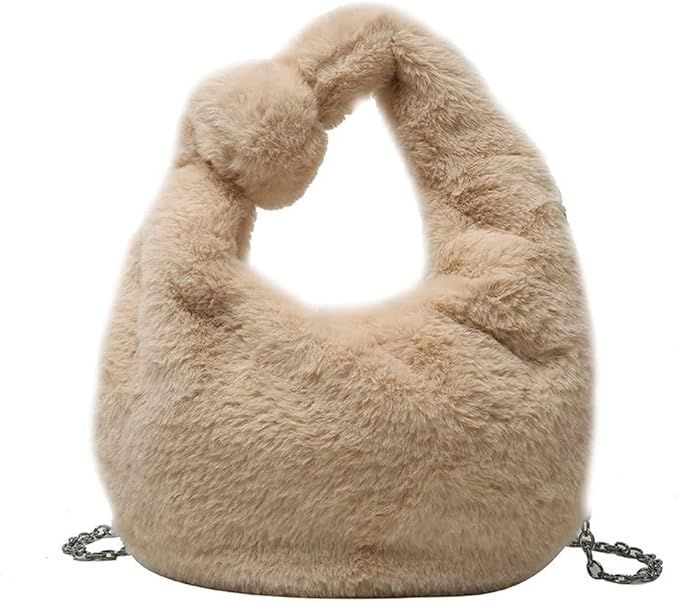 Faux Fur Handbag Fluffy Plush Shoulder Bag Fuzzy Tote Bag for Women | Amazon (US)