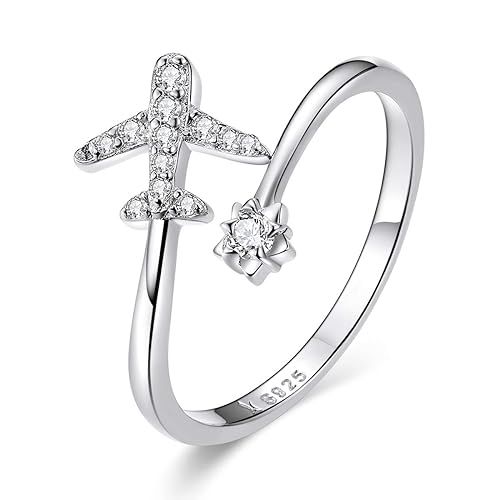 Airplane Ring Handmade Rings 925 Sterling Silver Aircraft Rings for Women Ring Gifts for Pilots F... | Amazon (US)