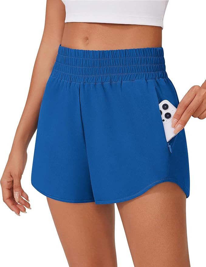 PINSPARK High Waisted Running Shorts for Women 3" Inseam Mesh Liner Quick Dry Sport Athletic Work... | Amazon (US)