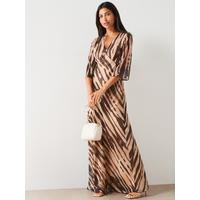 V by Very Printed Georgette Maxi Dress - Animal Print | Very (UK)