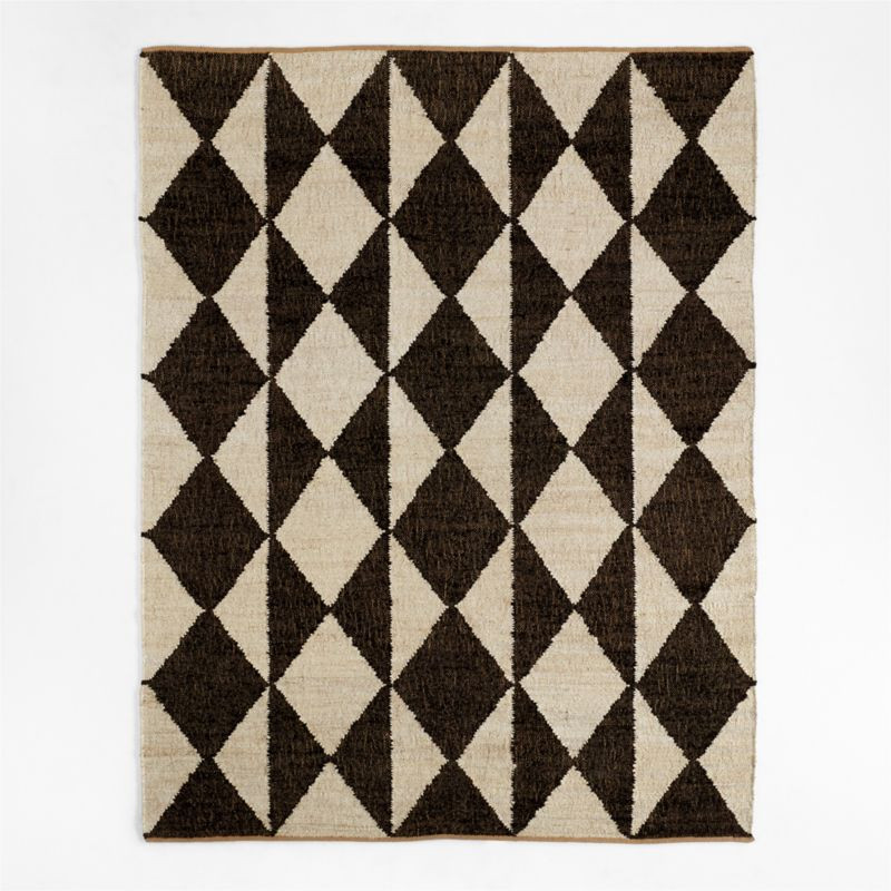 Toulon Jute Diamond Checkered Black Area Rug 9'x12' + Reviews | Crate & Barrel | Crate & Barrel