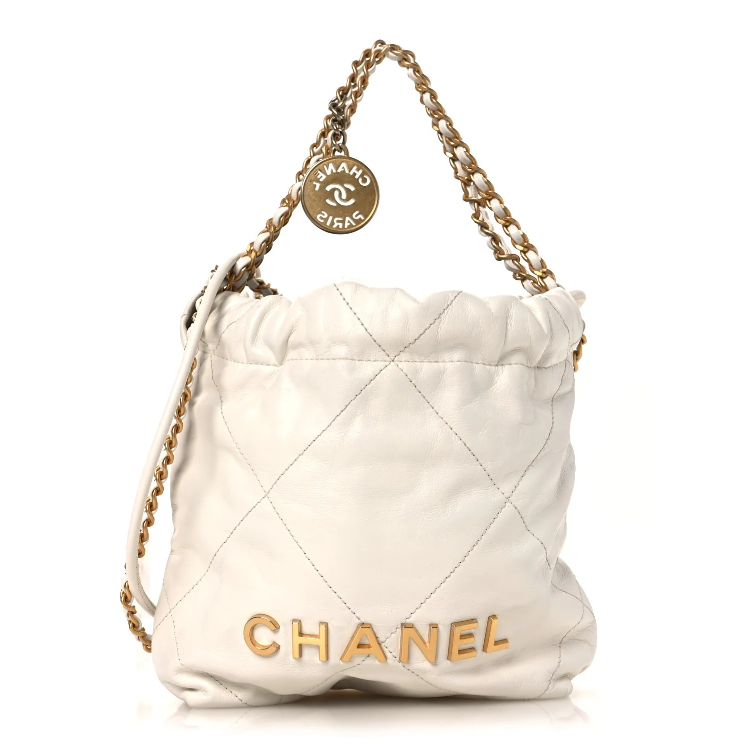 Shiny Calfskin Quilted Mini Chanel 22 White | FASHIONPHILE (US)