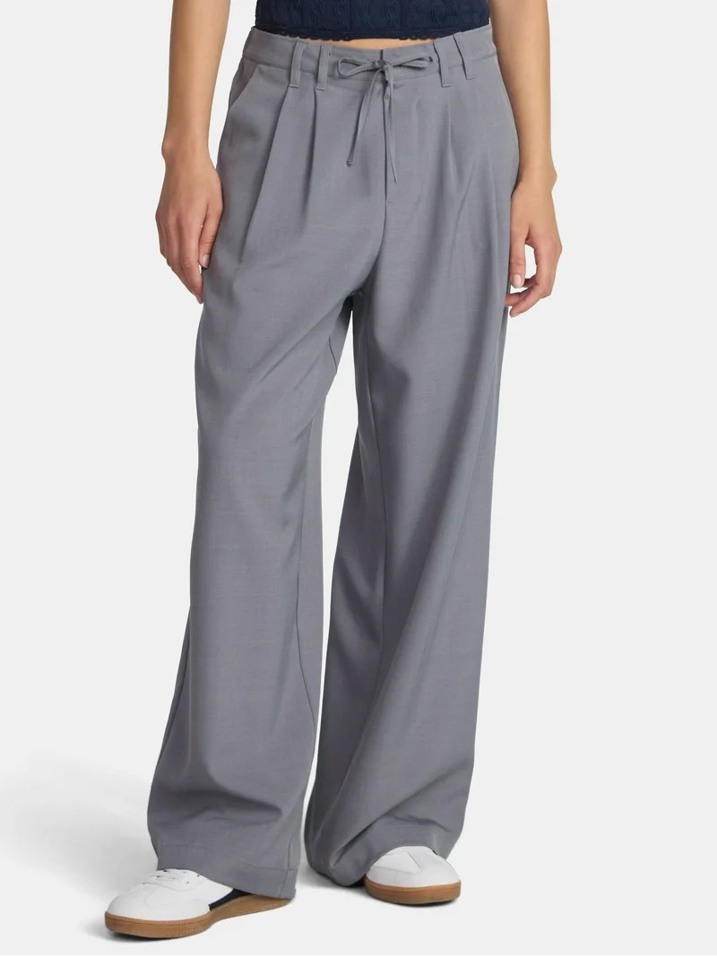 No Boundaries Pleat Wide Leg Trousers, 31" Inseam, Women's - Walmart.com | Walmart (US)