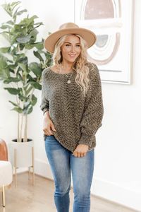 These Hearts Adore Olive Fuzzy Boatneck Sweater FINAL SALE | Pink Lily
