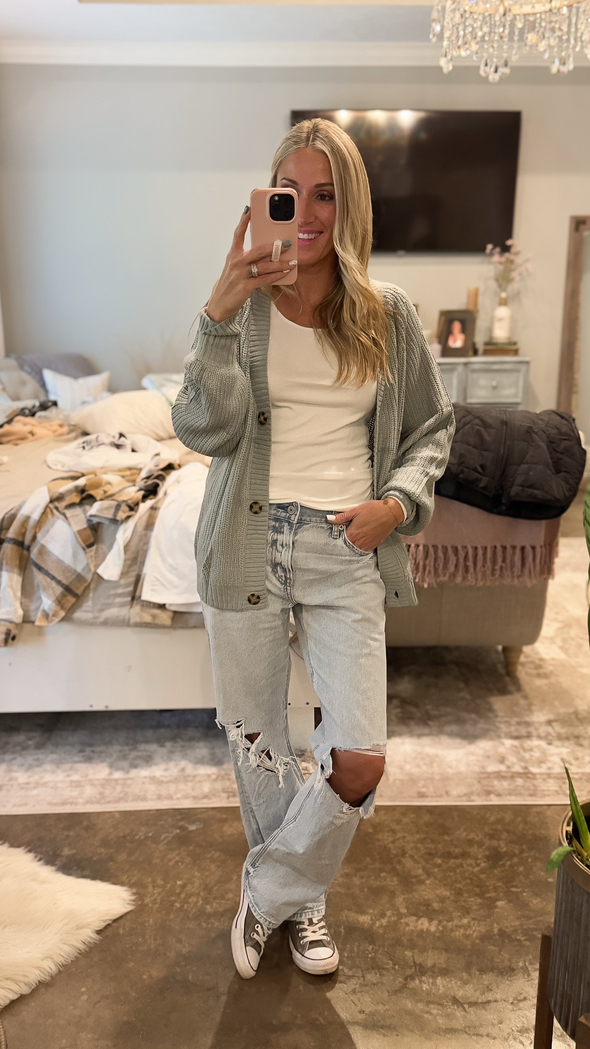 Cardigan- wearing a size S (tts)
Top- size S (tts)
Jeans- size 0 (tts)

#LTKStyleTip #LTKSaleAlert #LTKSeasonal