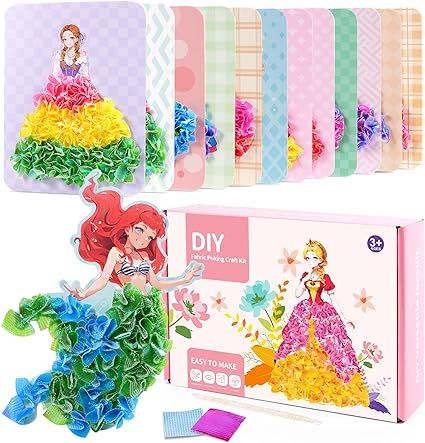 Crafts for Girls Ages 8-12 - Puzzle Puncture Painting with 12 Princess Board Stickers - Fabric Po... | Amazon (US)