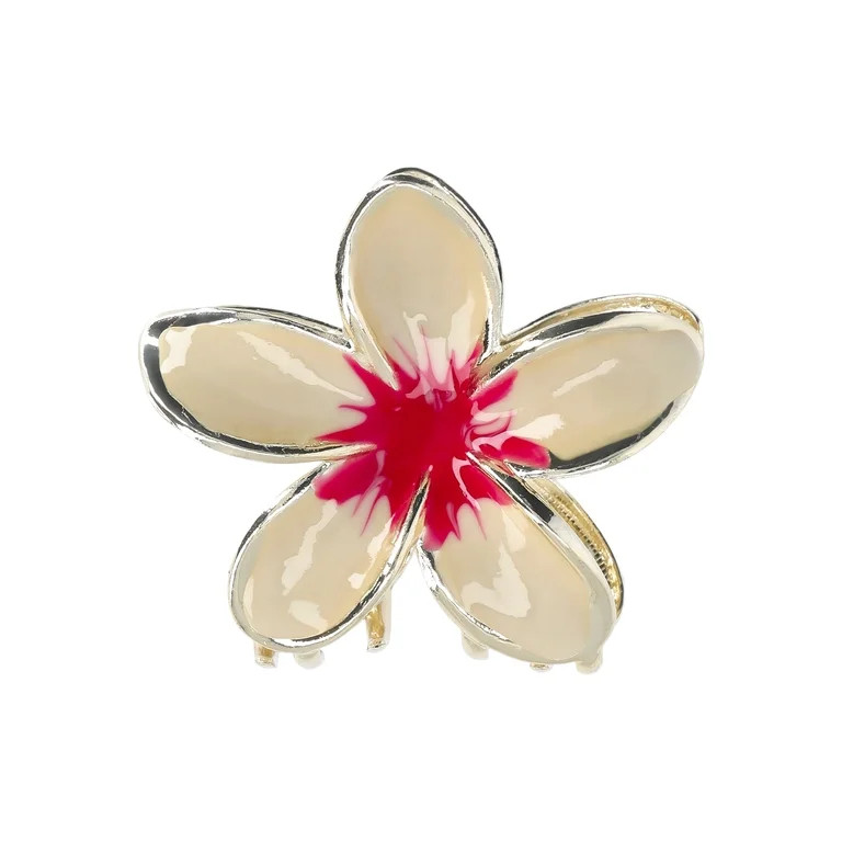 No Boundaries Pink Tropical Flower Enamel Hair Claw Clip for Women | Walmart (US)