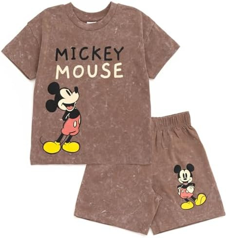 Disney Mickey Mouse Vintage Wash T-Shirt and Shorts Outfit Set Toddler to Big Kid Sizes (2T - 10-... | Amazon (US)