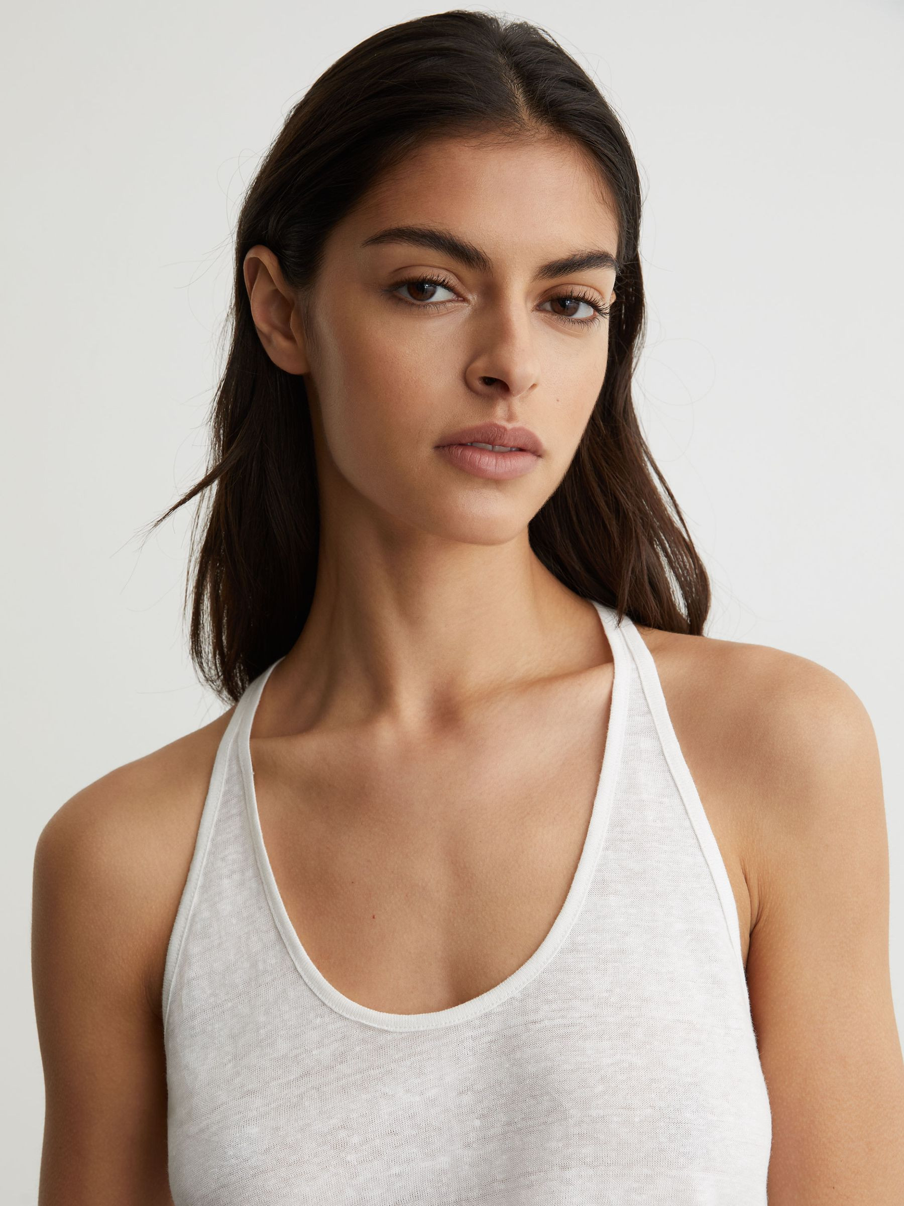 Reiss Linen Racer-Back Vest in White - REISS | Reiss UK