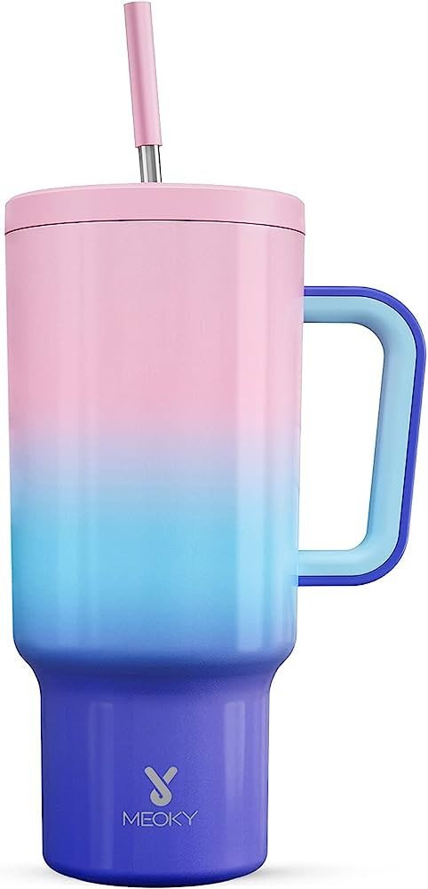 Meoky 40oz Tumbler with Handle, Leak-proof Lid and Straw, Insulated Coffee Mug Stainless Steel Tr... | Amazon (US)