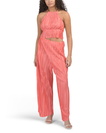 2pc Plisse Halter Top And Pants Set for Women | Polyester | Marshalls