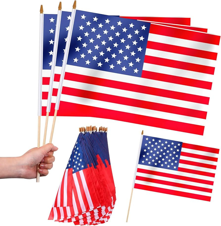 Newwiee Large American Flag on Stick 16 x 24 Inch American Hand Held Stick Flag Handheld Us Flag ... | Amazon (US)