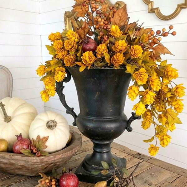 Golden Faux Hops Stem Set of 4 | Antique Farm House