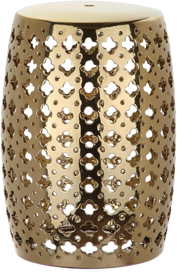 SAFAVIEH ACS4531F Lacey Glazed Ceramic Decorative Garden Stool, 0, Gold | Amazon (US)