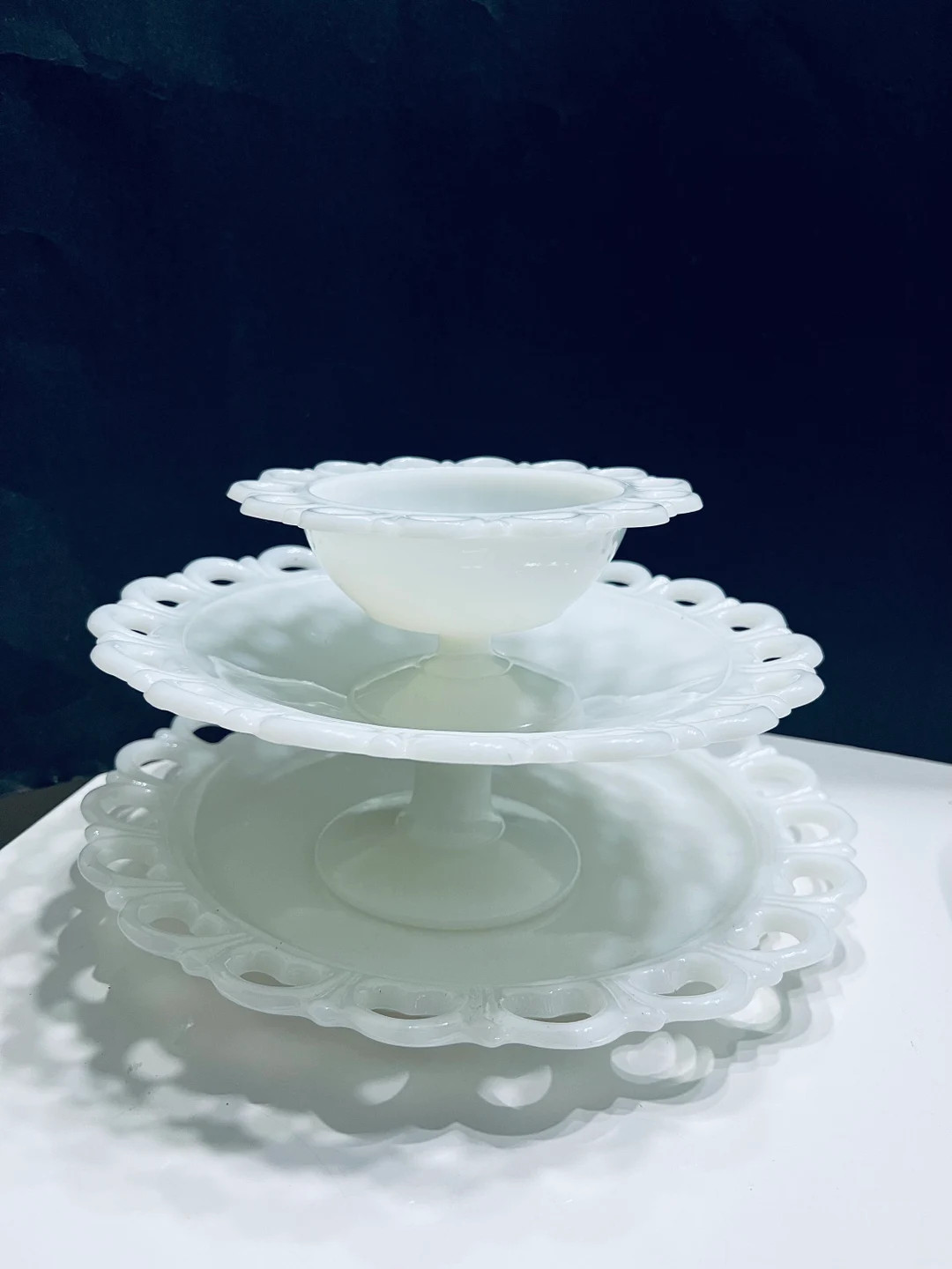 Anchor Hocking Lace Edge Milk Glass Torte Plate, AKA Old Colony Bowls and Serving Platter, Weddin... | Etsy (US)