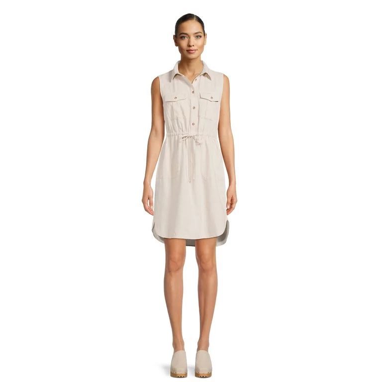 Time and Tru Women's Sleeveless Utility Shirt Dress | Walmart (US)