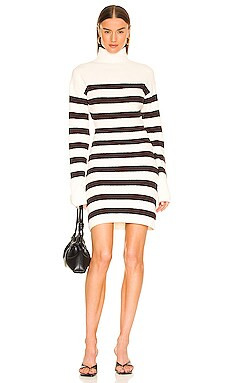 Nanushka Lola Dress in Stripe Creme & Brown from Revolve.com | Revolve Clothing (Global)