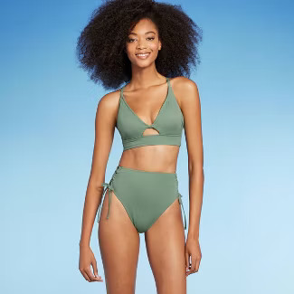 Women's Lace-Up High Waist High Leg Extra Cheeky Bikini Bottom - Shade & Shore™ | Target