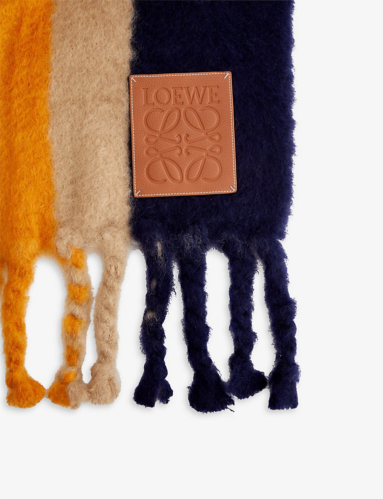 LOEWE Anagram logo-patch wool-blend blanket | Selfridges