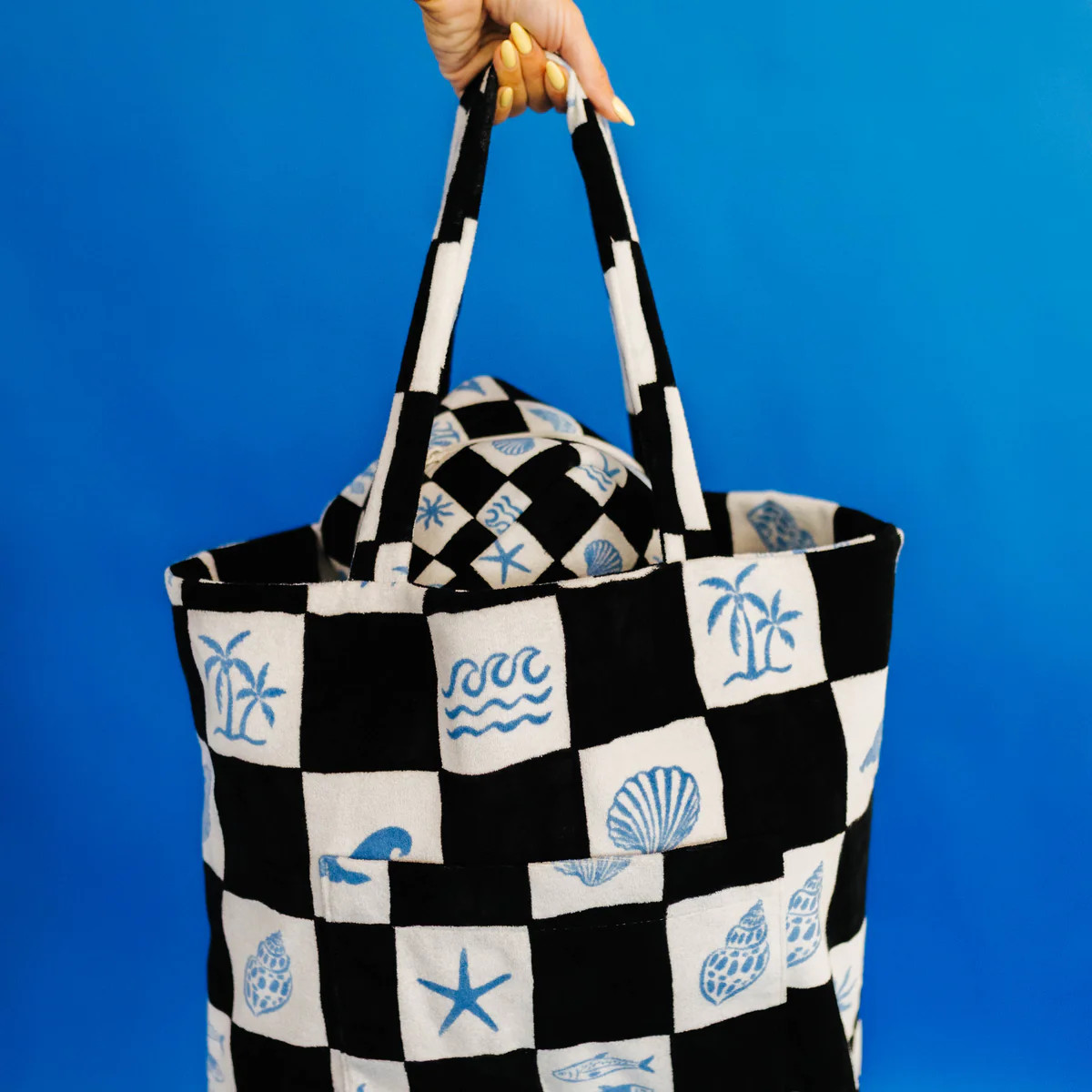 Coastal Check Beach Tote Bag | Staykation