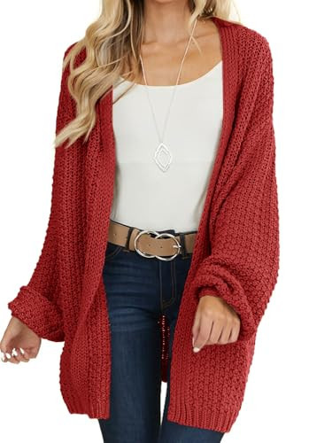 Maroway Women's Open Front Cardigan Soft Lightweight Sweater Coat Orange Red | Amazon (US)