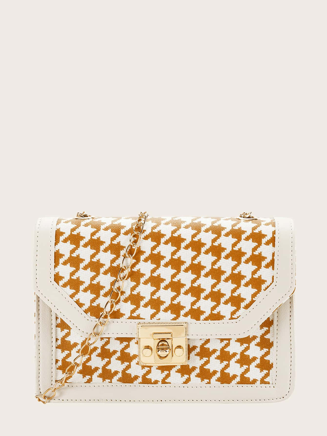 Houndstooth Chain Crossbody Bag | SHEIN