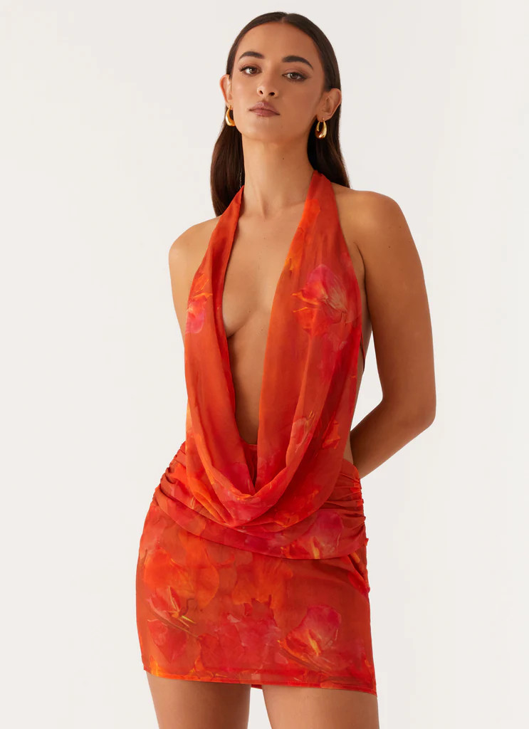 Elysia Chiffon Mini Dress - Amber | Peppermayo (Global)