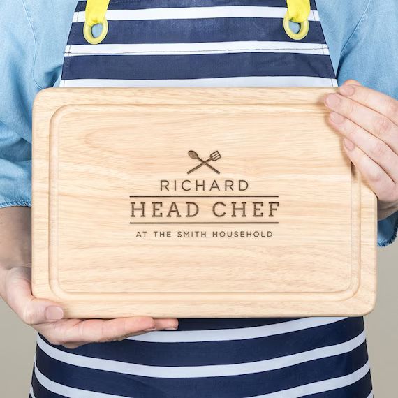 Personalized 'Head Chef' Wooden Cutting Chopping Board - Personalised Birthday Gifts For Him - Un... | Etsy (US)