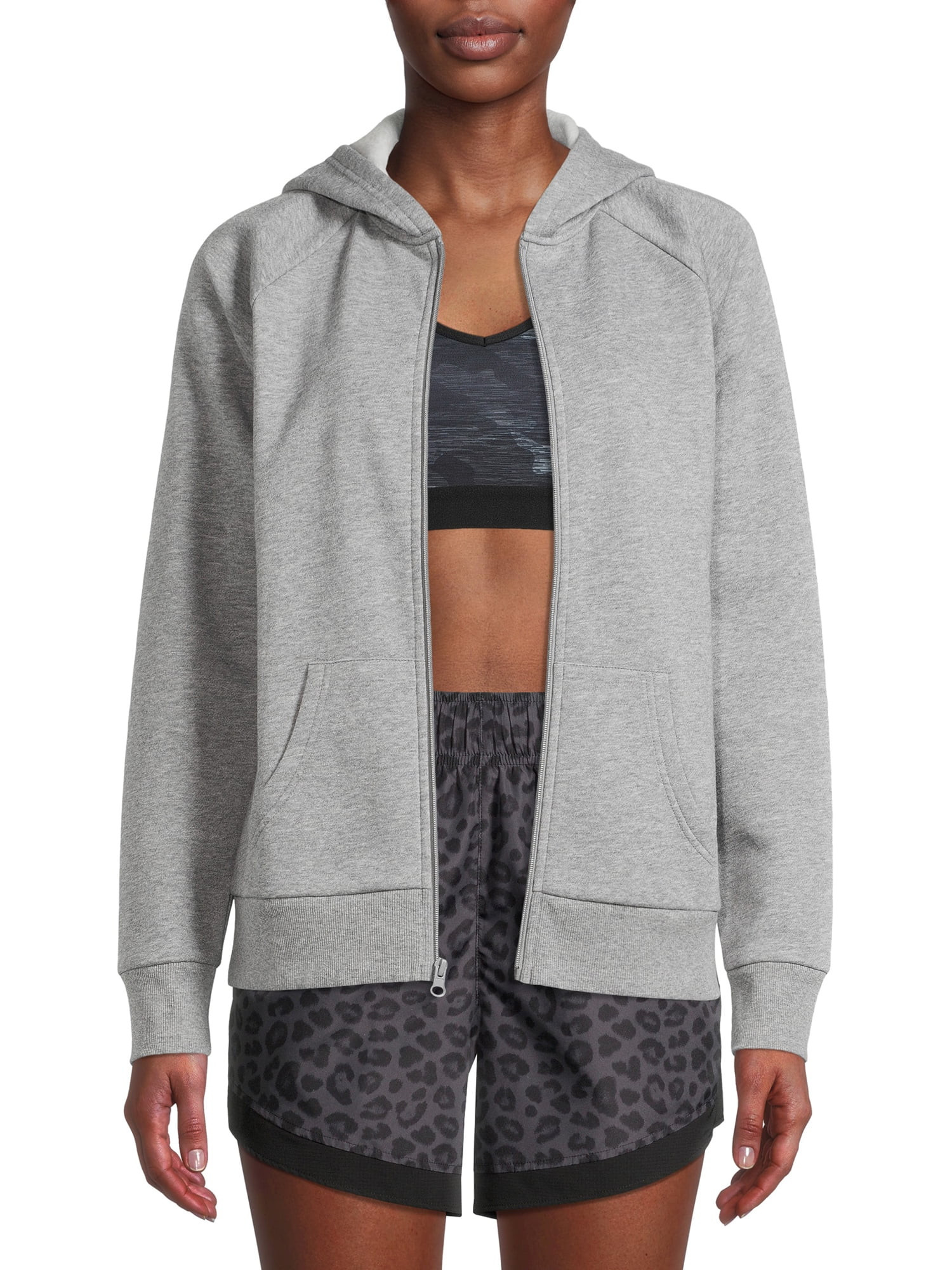 Athletic Works Women’s Full Zip Fleece Hooded Jacket - Walmart.com | Walmart (US)