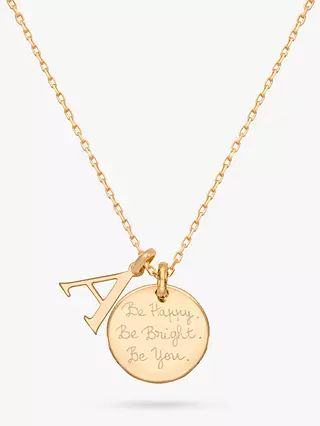 Merci Maman Personalised Alphabet Pendant Necklace, Gold | John Lewis (UK)