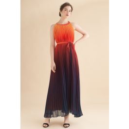 Splendor of the Sunset Gradient Pleated Maxi Dress | Chicwish