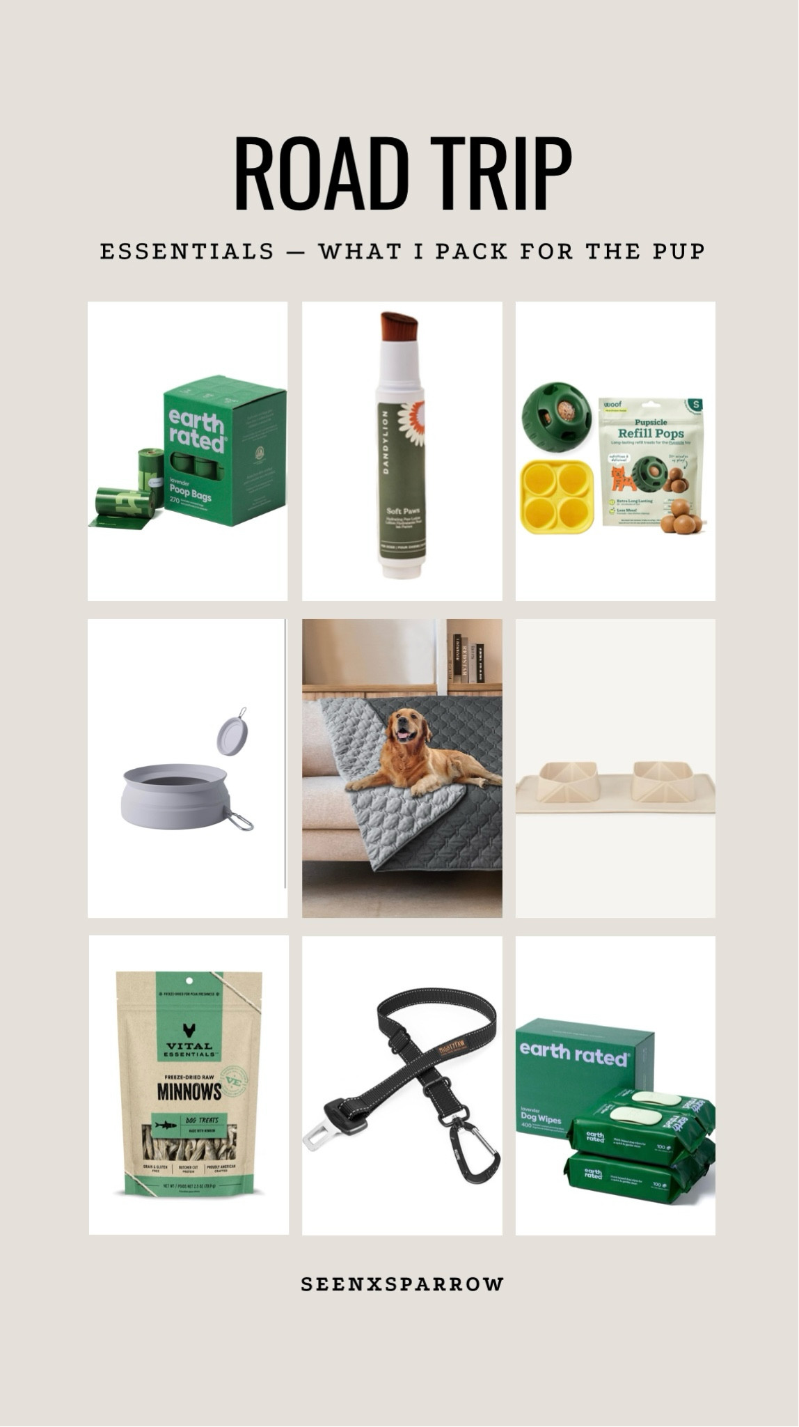 Road Trip Essentials for Your Pup: bowls, poop bags, paw balm, refill pops, cozy blanket, collapsing feeder, freeze-dried treats, car safety seatbelt + pet wipes. Everything your dog needs for a comfy adventure!

#LTKFindsUnder50 #LTKFindsUnder100 #LTKTravel