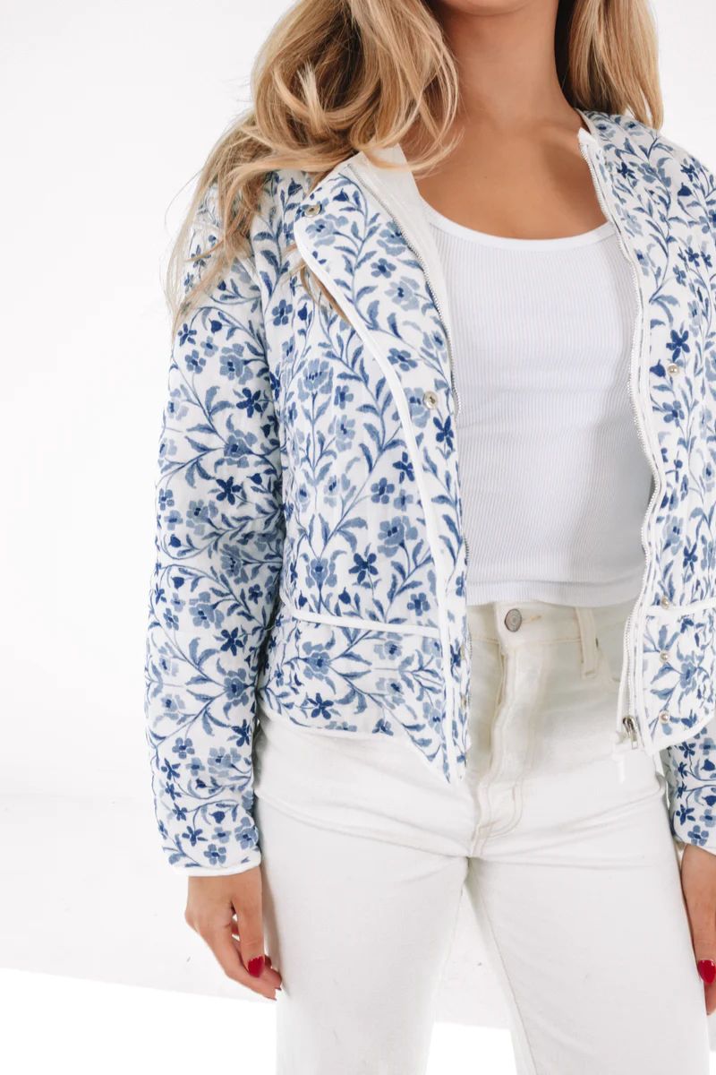 Daydreaming Quilted Jacket - White/Blue | The Impeccable Pig