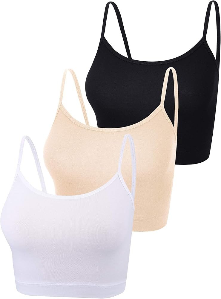 Boao 3 Pcs Crop Camisole Top Spaghetti Strap Tank Sleeveless Crop Tank Top for Women Sports | Amazon (US)