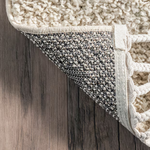 Off White Adriana Cross Trellis Tasseled 8' x 10' Area Rug | Rugs USA