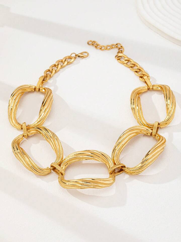 1 Pc Golden Color Metal Chunky Cuff Choker Necklace , Chunky Jewelry For Women | SHEIN