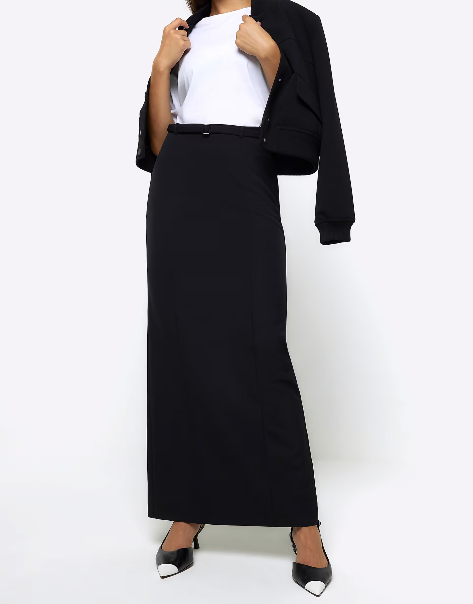 River Island a-line pencil maxi skirt in black | ASOS (Global)