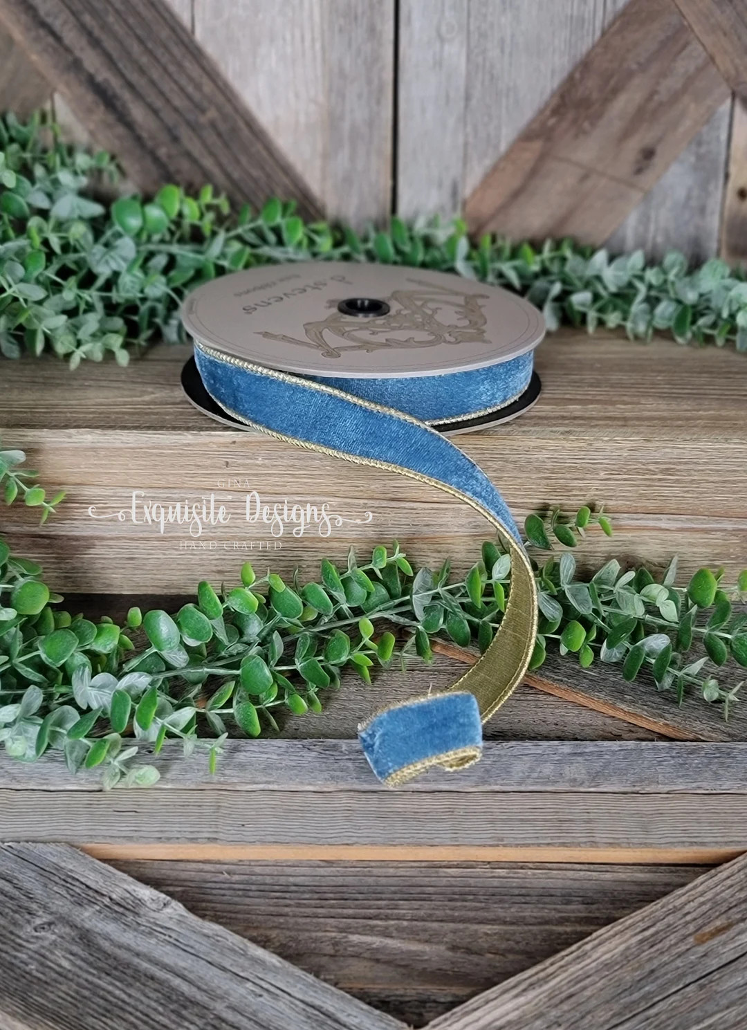 10 Yards, 1 Inch Wired Ribbon, Velvet Ribbon, Dusty Blue Ribbon, Designer's Ribbon, Wreath Suppli... | Etsy (US)