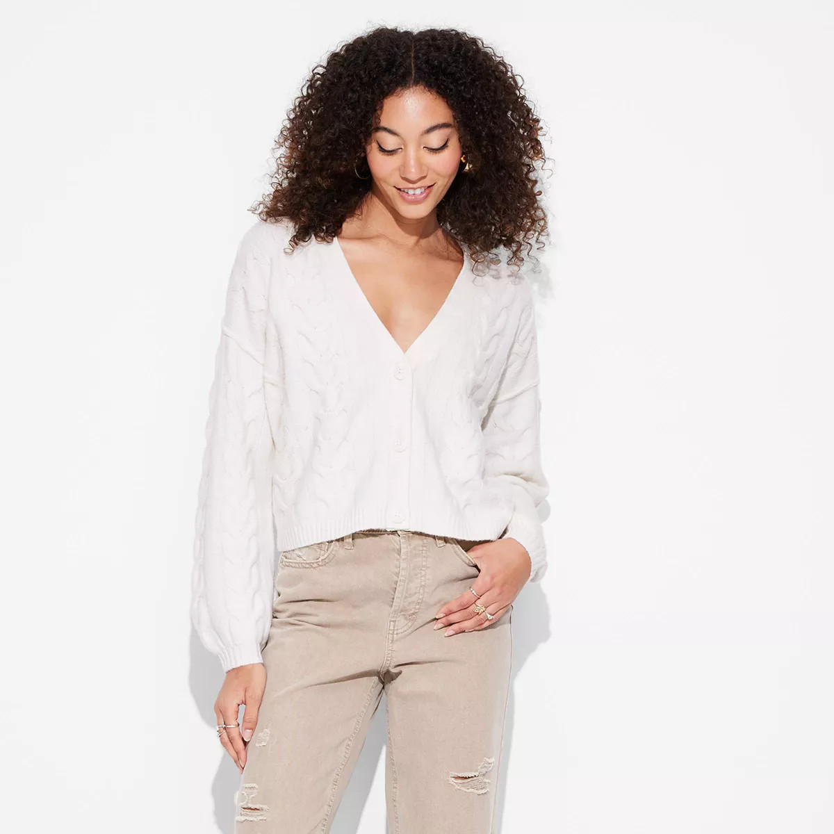 Women's Oversized Cable Sweater Cardigan - Wild Fable™ | Target