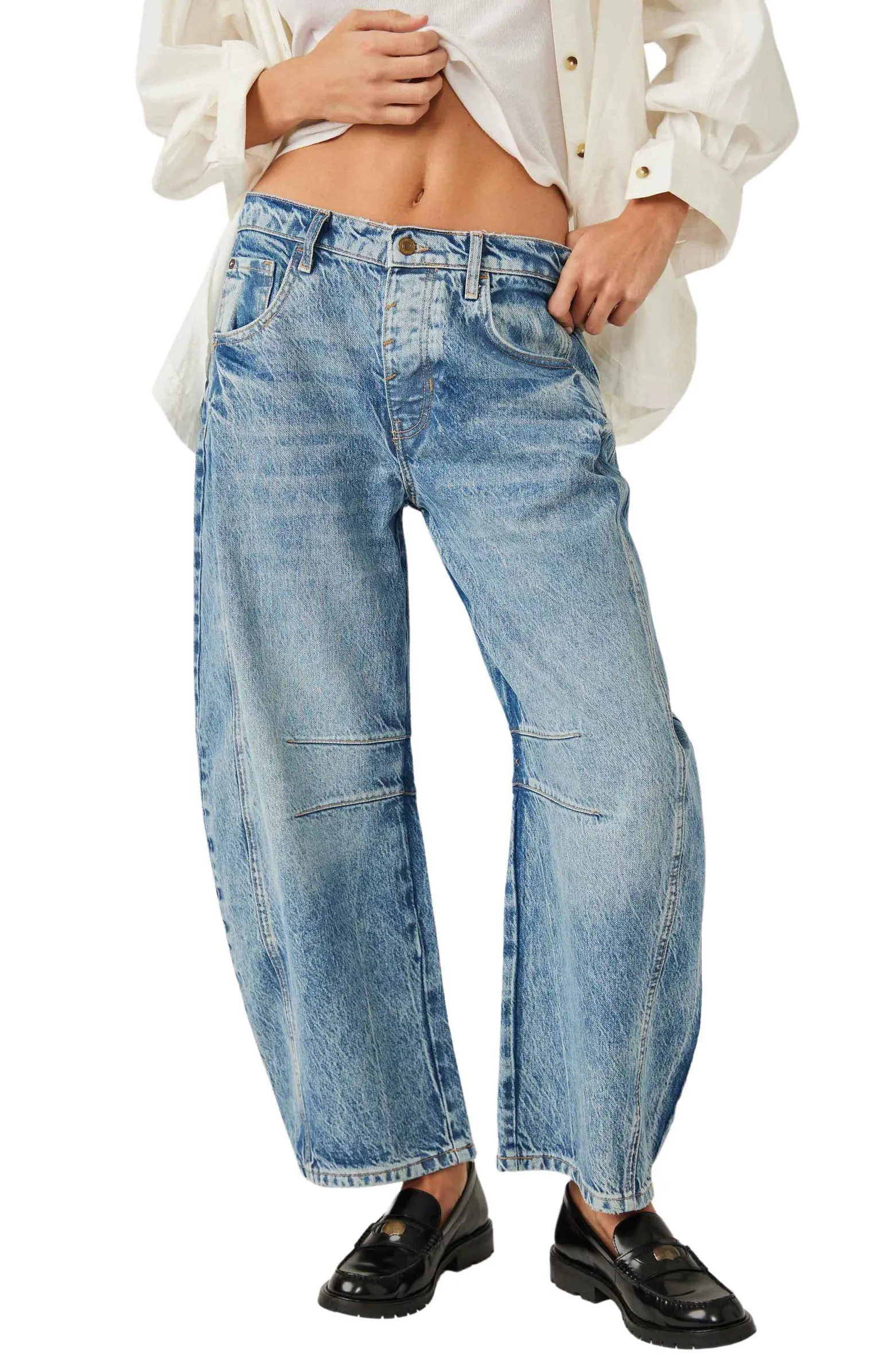 Free People We the Free Good Luck Mid Rise Barrel Leg Jeans | Nordstrom | Nordstrom