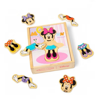 Melissa & Doug Disney Minnie Mouse Mix and Match Dress-Up Wooden Play Set Puzzle - 18pc: Magnetic... | Target
