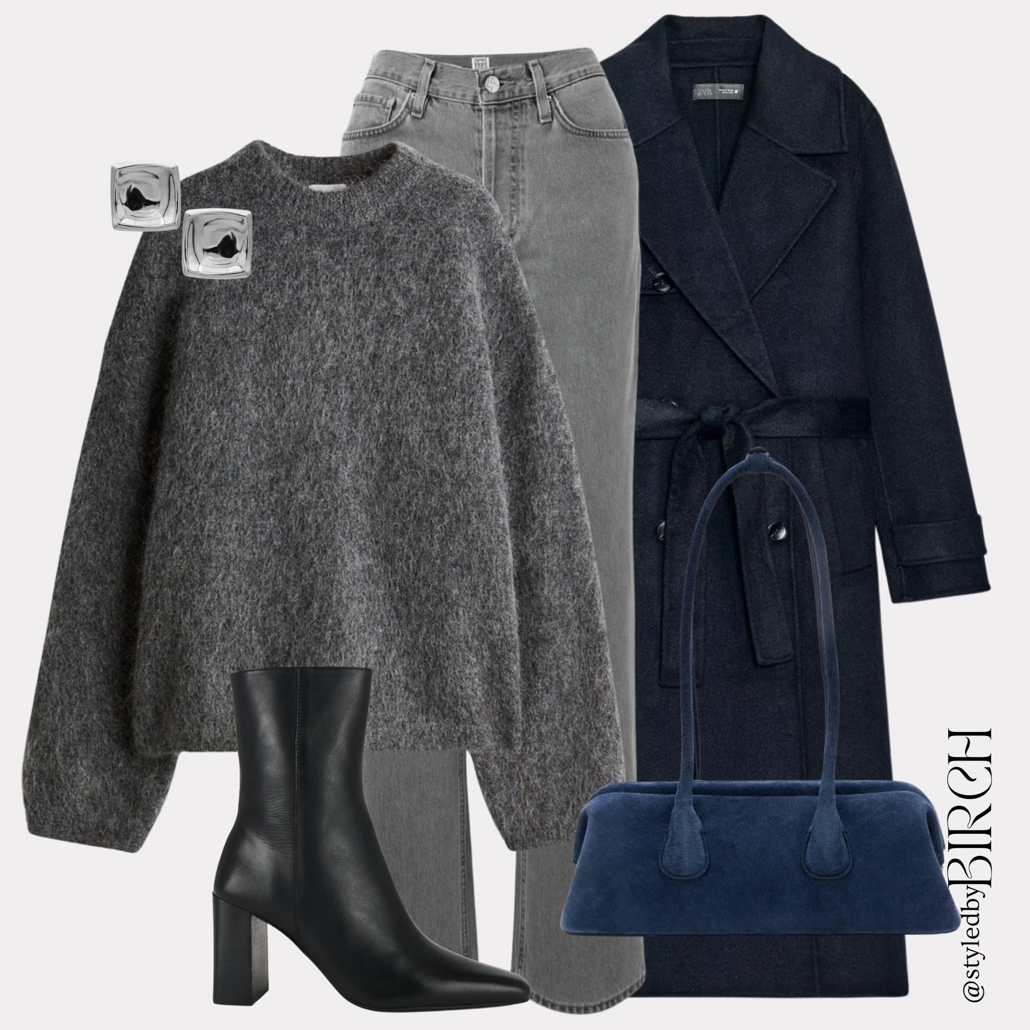 Lately I’ve been reaching for more blue and navy pieces as there’s something about the colour that feels both fun and sophisticated.🫐💙🦋👖📘🩵👔

Grey Knit Sweater, Grey Straight-Leg Jeans, Navy Wool Belted Coat, Black Heeled Ankle Boots, Navy Suede Shoulder Bag, Silver Square Stud Earrings

#LTKfestive #LTKwinter #LTKautumn