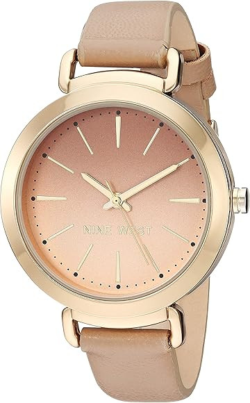 Amazon.com: Nine West Women's NW/2288GPTN Gold-Tone and Tan Strap Watch : Clothing, Shoes & Jewel... | Amazon (US)