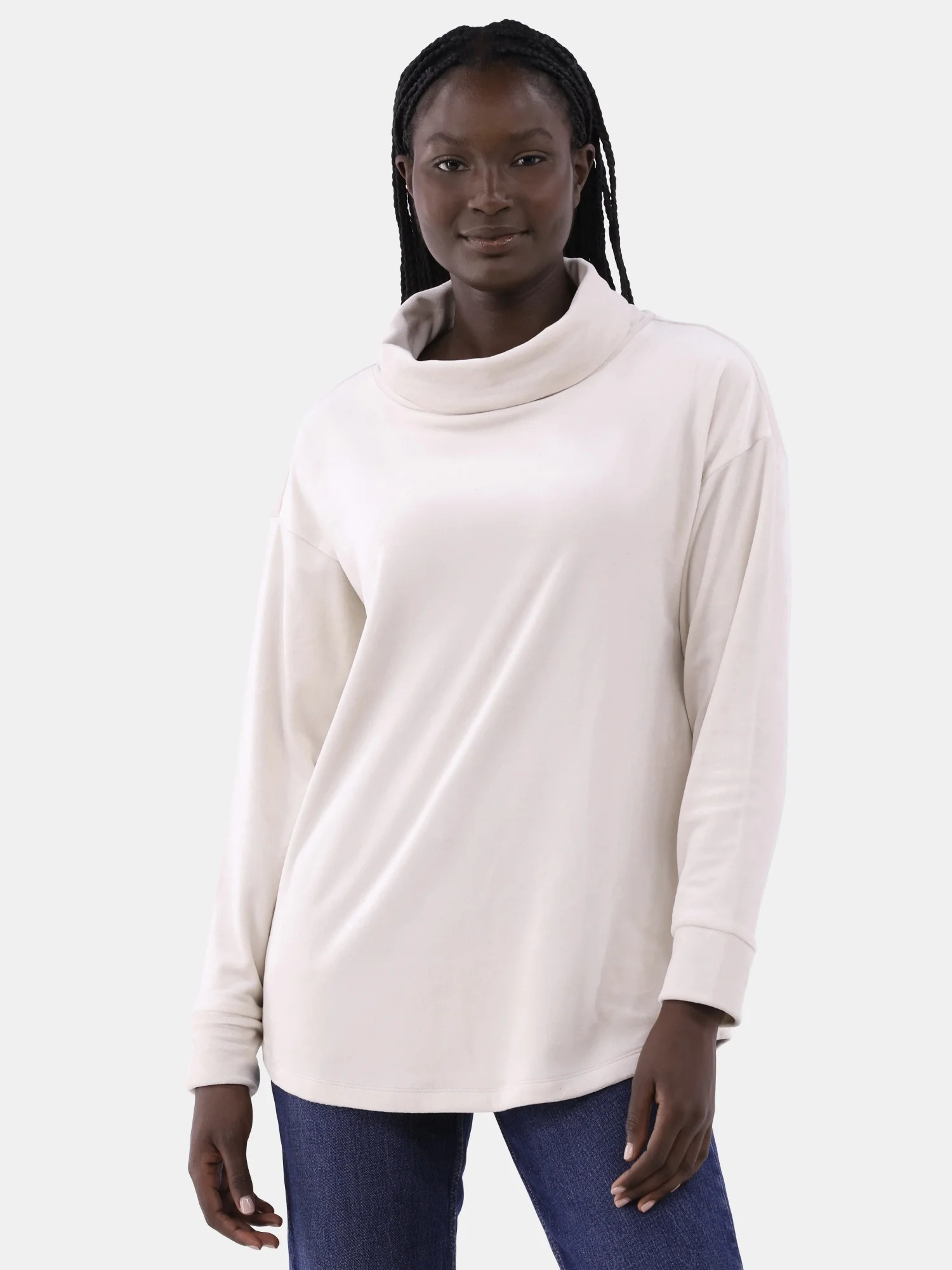 Time and Tru Women's Cozy Cowl Neck Top with Long Sleeves, Sizes XS-XXXL | Walmart (US)