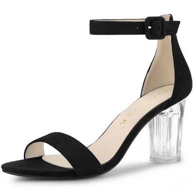 Allegra K Women's Ankle Strap Clear Heel Chunky Heels Sandals | Target