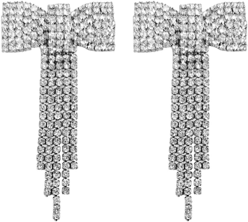 Luxury Rhinestone Bow Earrings for Women Sparkly Dangle Chandelier Earrings Lightweight Cubic Zir... | Walmart (US)
