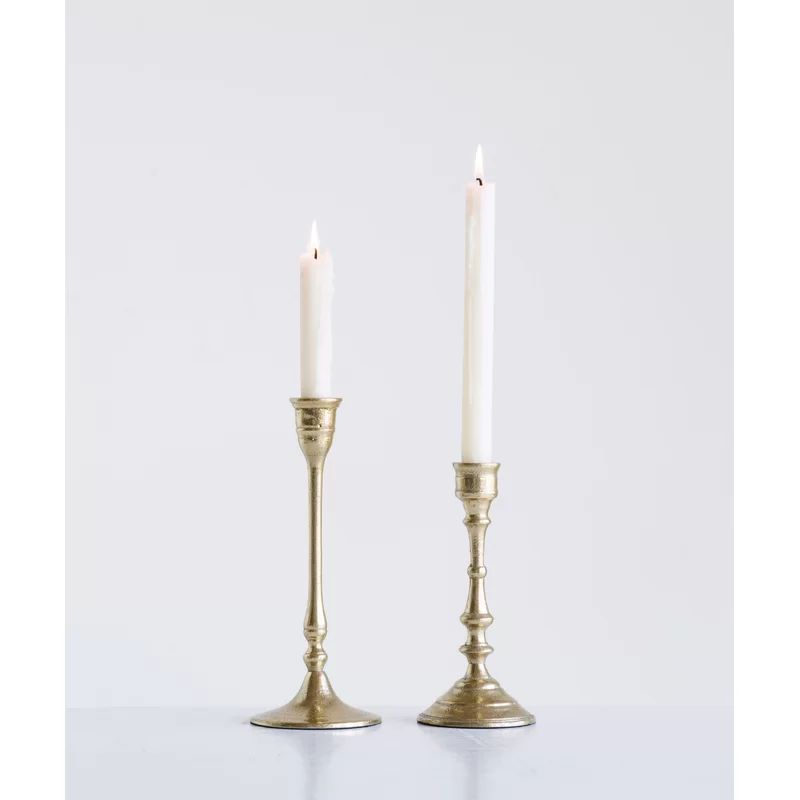 Wilshire 2 Piece Decorative Taper Metal Candlestick Holder Set (Set of 2) | Wayfair North America