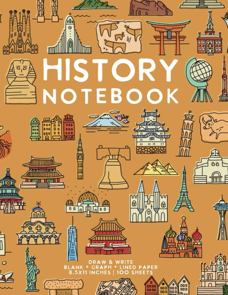 History Notebook: (Doodle Series) Grid + Lined Paper Study Journal by schoolnest | Amazon (US)