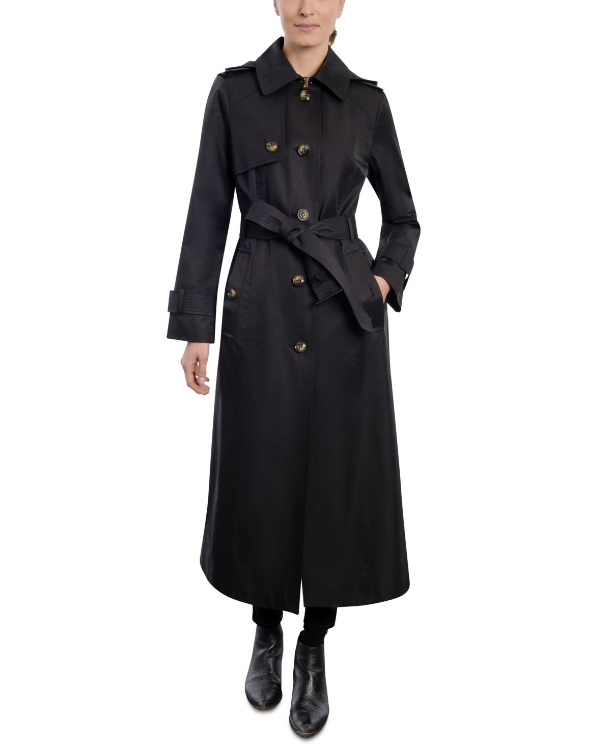 London Fog Women's Single-Breasted Hooded Maxi Trench Coat | Macys (US)