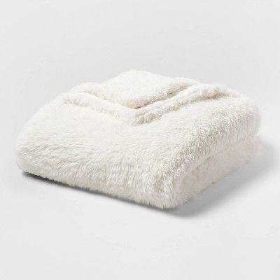 Long Faux Fur Throw Blanket Ivory - Threshold&#8482; | Target